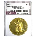 1871 Dollar PCI PR69 CAM Ind Princess Brass Copy