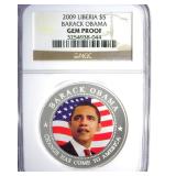 2009 $5 NGC Gem Proof Liberia Barack Obama