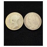 Old Silver Shillings Group of 2