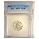 1964 Dime ICG PR69 DCAM LISTS $125