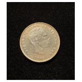 1861 Portugal 100 Reis UNC Scarce Silver