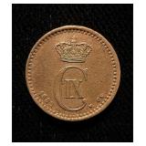 1882 Denmark 1 Ore AU+