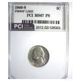 1940-S Nickel MS67 FS PL LISTS $775 IN 67 FS