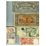 11 Vintage Bank Notes Mexico China Bahamas