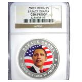 2009 $5 NGC Gem Proof Liberia Barack Obama