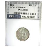 1964 100 Yen Silver PCI MS68 Japan Olympics