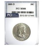 1963-D Franklin MS66 LISTS $200