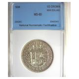 1934 1/2 Crown NNC MS60 New Zealand