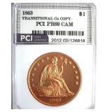 1863 Dollar PCI PR69CAM Transitional Cu Copy
