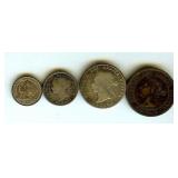 1870-1884 Canada Circ Coins F+ 4 Coins