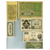 10 Vintage Bank Notes Italy Canada Japan