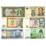 20th Century 6pcs World Bank Notes UNC