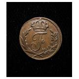 1825 German States 1/8 Kreuzer UNC