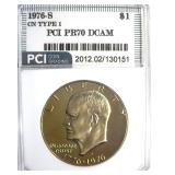 1976-S CN T1 Ike PCI PR70 DCAM Golden Toning