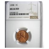 1958 Cent NGC MS66 RD