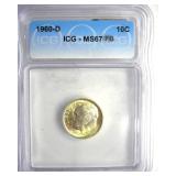 1960-D Dime ICG MS67 FB LISTS $400