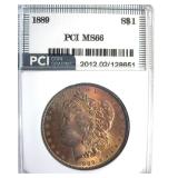1889 Morgan MS66 LISTS $1000