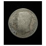 1869 Belgium 1 Franc Silver Scarce VF
