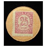 1938 Spain 25 Centimos Postage Stamp Coin UNC Rare