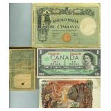 9 Vintage Bank Notes Kuwait Brazil Curacao