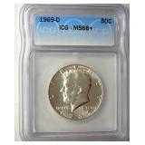 1969-D Kennedy ICG MS66+ LISTS $1450