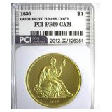 1836 Dollar PCI PR69 CAM Gobrecht Brass Copy