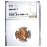 1955 Cent NGC MS66 RD