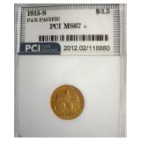 1915-S Pan-Pac Gold $2.50 MS67+ LISTS $11500