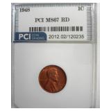 1948 Cent MS67 RD LISTS $2100