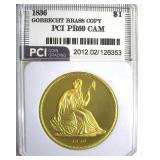 1836 Dollar PCI PR69 CAM Gobrecht Brass Copy