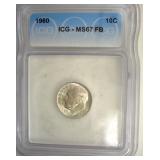 1960 Dime ICG MS67 FB LISTS $425