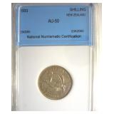 1933 Shilling NNC AU50 New Zealand