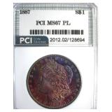 1887 Morgan MS67 PL LISTS $7500