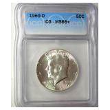 1969-D Kennedy ICG MS66+ LISTS $1450
