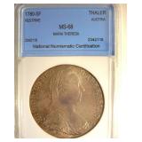 1780-SF Thaler NNC MS68 Austria Restrike