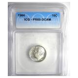 1964 Dime ICG PR69 DCAM LISTS $125