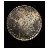 1880-S Morgan Ch UNC Struck Thru Chin