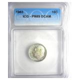 1963 Dime ICG PR69 DCAM LISTS $150