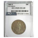 1992-S 50c Columbus PCI PR70 DCAM