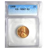 1958 Cent ICG MS67 RD LISTS $450