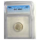 1961 Dime ICG MS67