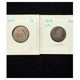 Pair Old Type Coins