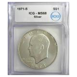 1971-S Silver Ike ICG MS68 LISTS $6500