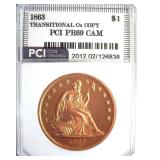 1863 Dollar PCI PR69CAM Transitional Cu Copy