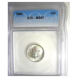 1963 Dime ICG MS67 LISTS $125