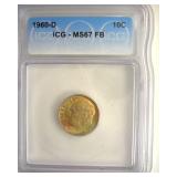 1960-D Dime ICG MS67 FB LISTS $400
