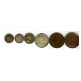 1885-1917 Canada Circ Coins VF-UNC 6 Coins