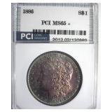 1886 Morgan PCI MS65+ Iridescent at the Edge
