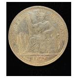 1909 Vietnam Silver Crown AU+ Rare