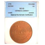 1776 Goldine Medal NNC MS69 Continental Currency